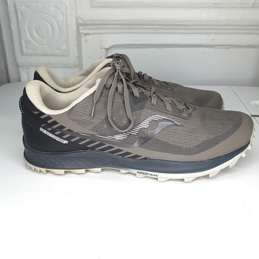 Saucony Peregrine 11 Tral Running Shoes Men's size 14.5 W Gravel Tan Black